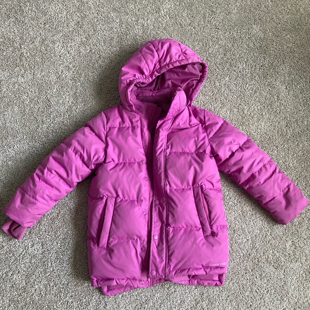 Lands' End Girls' Pink down-filled puffer parka